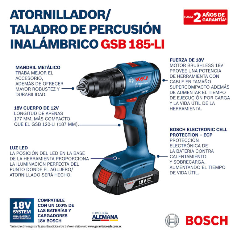 Ficha Taladro atornillador GSB 185-LI Bosch