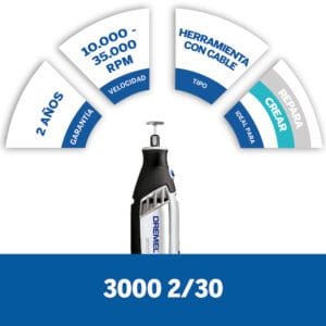 Dremel 3000 Mototool Multiusos con 30 Accesorios, 2 Aditamentos y Maletín - Imagen 6