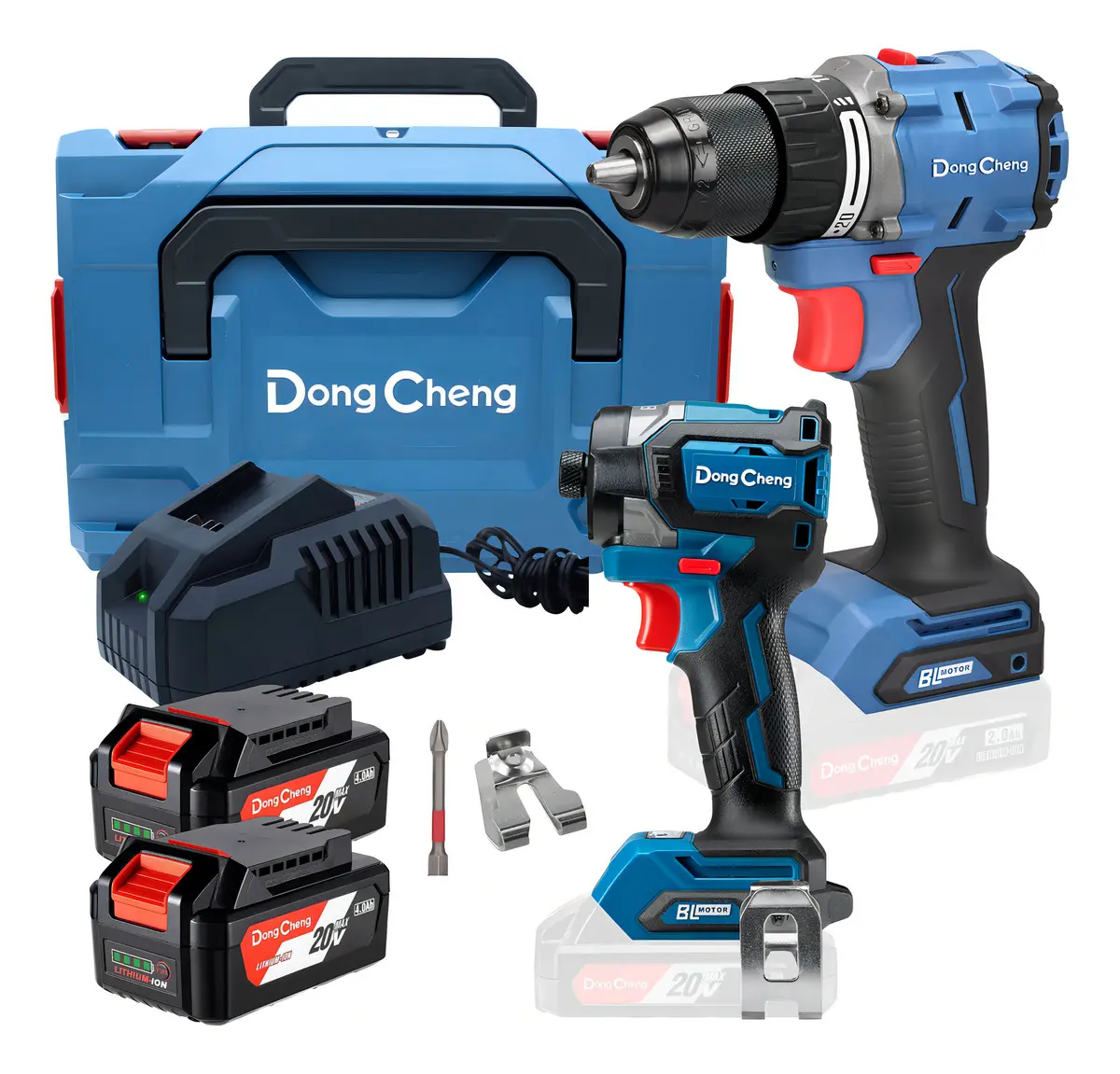 Kit Rotomartillo 1/2 Pulg. + Atornillador de Impacto 1/4 DongCheng DCKIT26EK Brushless