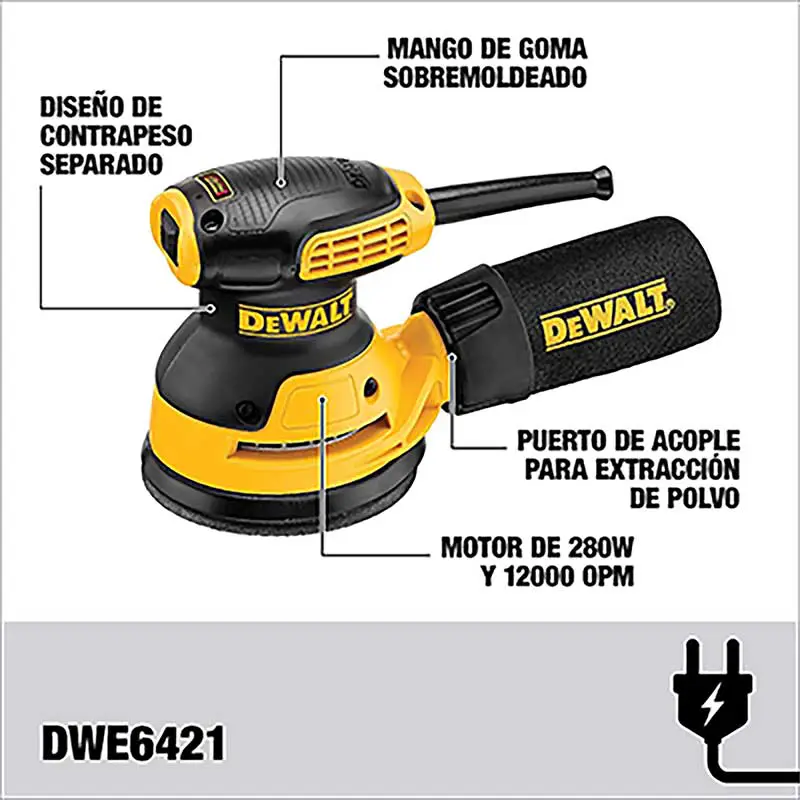 lijadora roto-orbital dewalt dwe6421 5" profesional 3 Lijadora Roto-Orbital DeWalt DWE6421 5" Profesional - Imagen 3